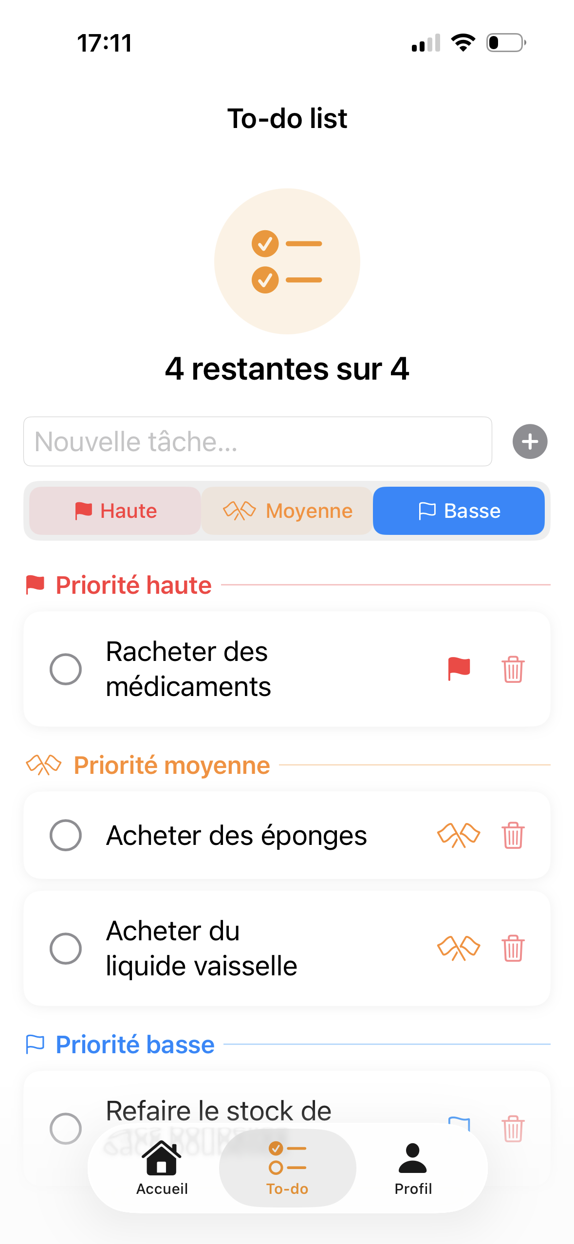 To-do list avec priorités